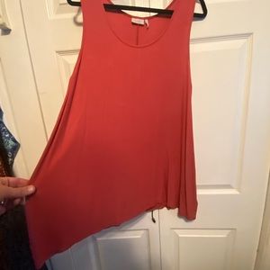 Logo layers asymmetrical tunic tank burnt orange ribbed